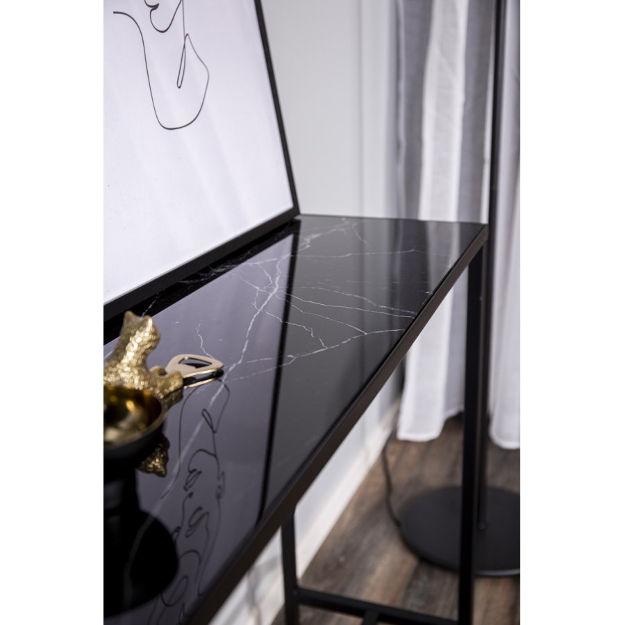 VENTURE DESIGN Dipp sidebord - sort glas og metal (100x30)