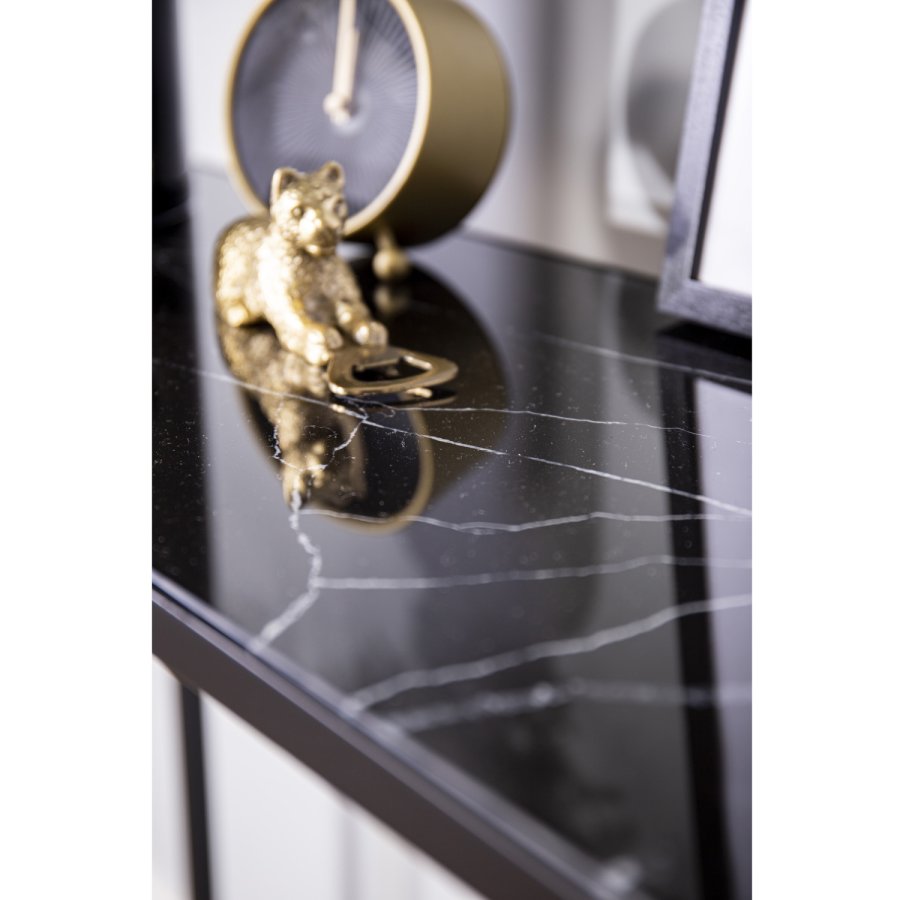 VENTURE DESIGN Dipp sidebord - sort glas og metal (100x30)