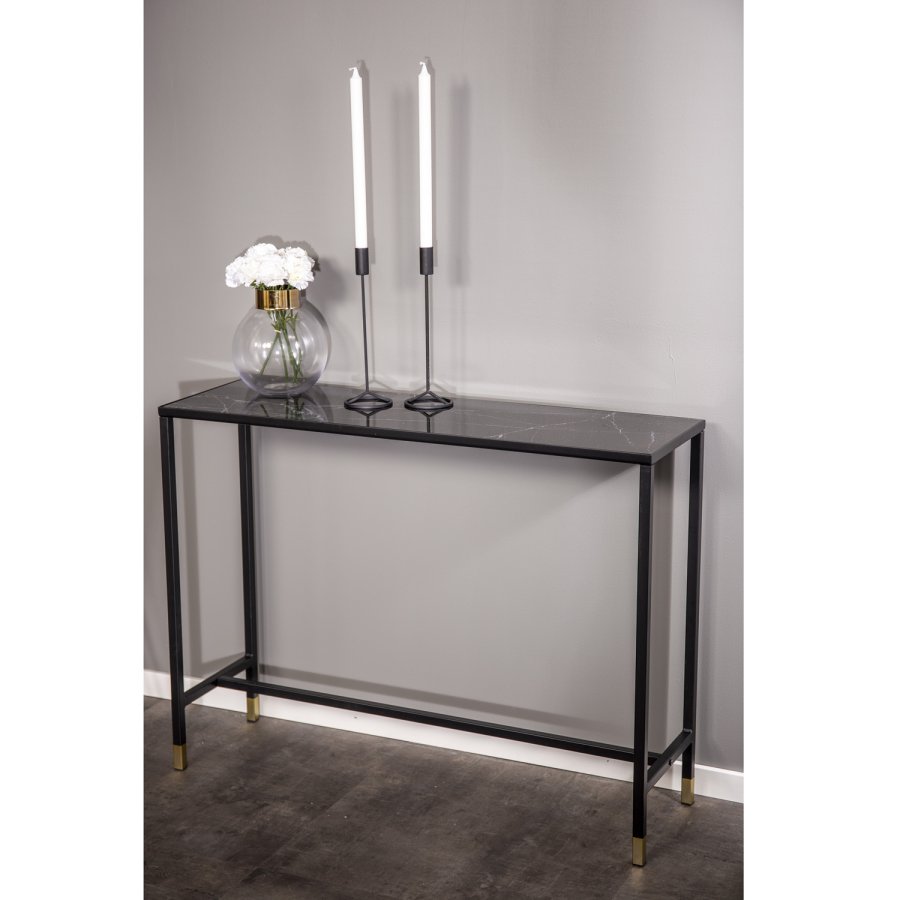 VENTURE DESIGN Dipp sidebord - sort glas og metal (100x30)