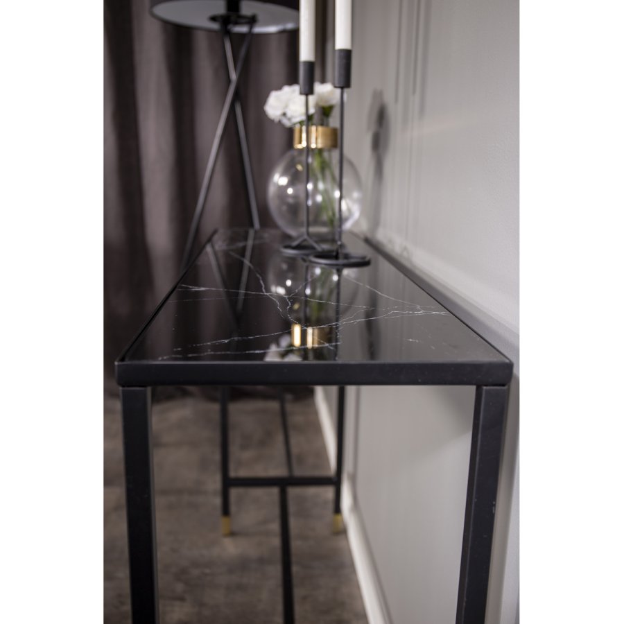 VENTURE DESIGN Dipp sidebord - sort glas og metal (100x30)