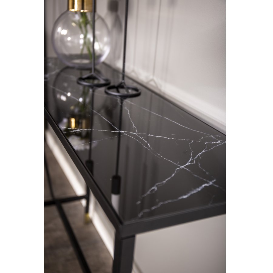 VENTURE DESIGN Dipp sidebord - sort glas og metal (100x30)