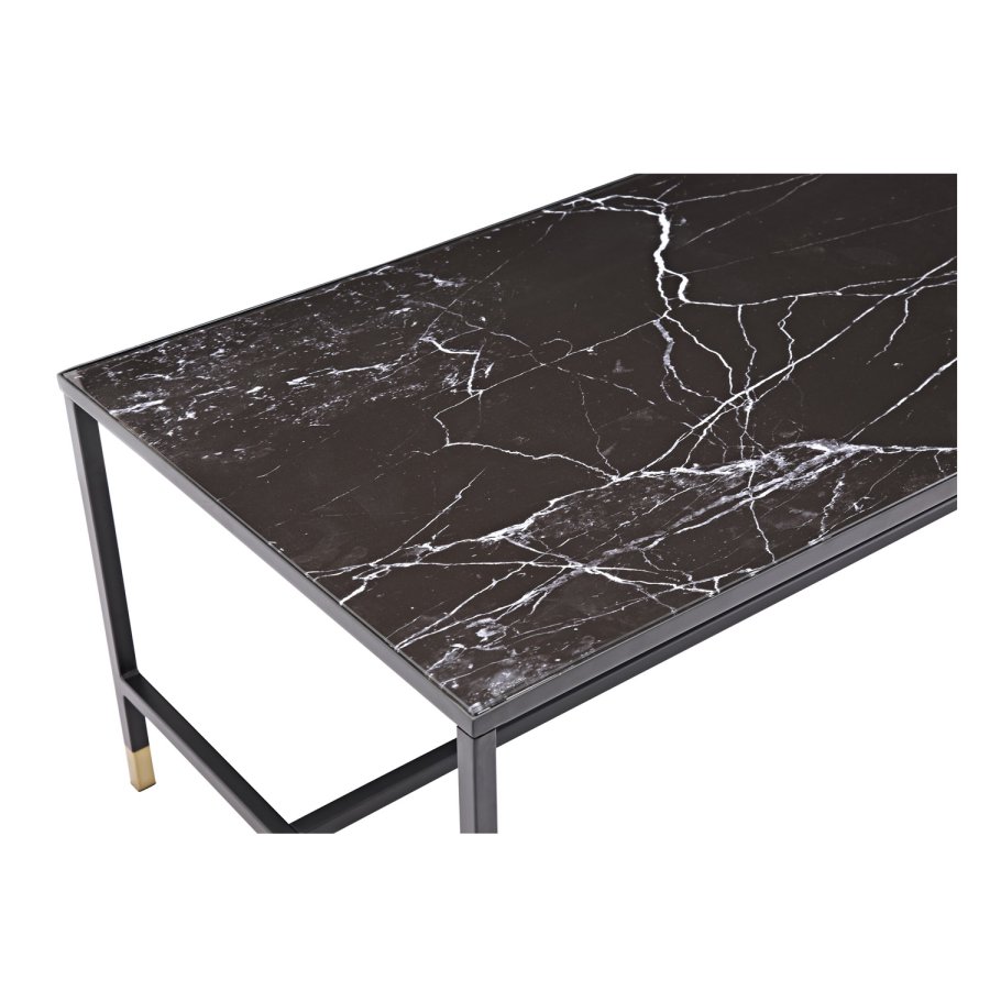 VENTURE DESIGN Dipp sofabord - sort glas og metal (130x60)