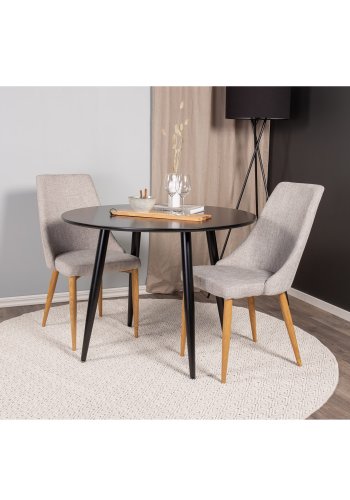 VENTURE DESIGN Leone spisebordsstol, m. armln - lysegr polyester og natur metal