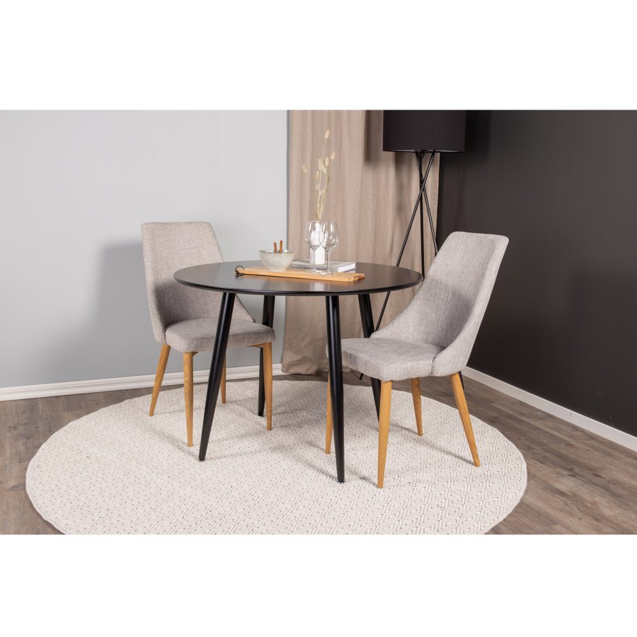 VENTURE DESIGN Leone spisebordsstol, m. armln - lysegr polyester og natur metal