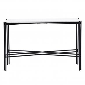 VENTURE DESIGN Razzia sidebord - hvid terrazzo og sort metal (110x30)