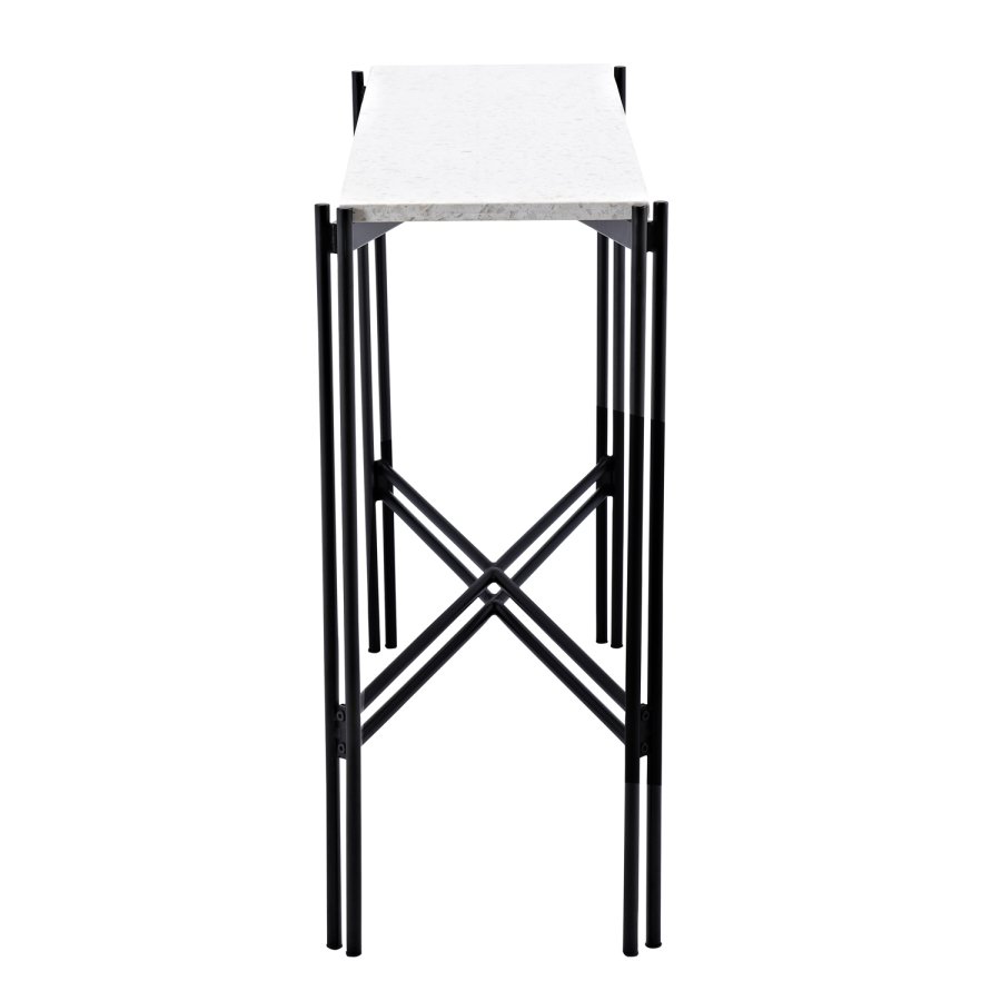 VENTURE DESIGN Razzia sidebord - hvid terrazzo og sort metal (110x30)