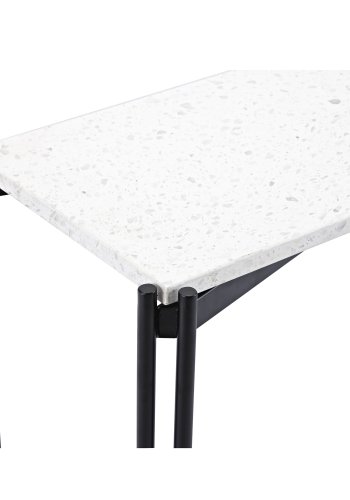 VENTURE DESIGN Razzia sidebord - hvid terrazzo og sort metal (110x30)