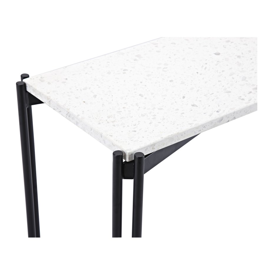 VENTURE DESIGN Razzia sidebord - hvid terrazzo og sort metal (110x30)