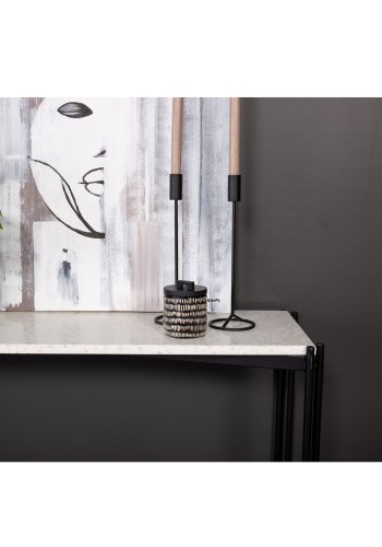 VENTURE DESIGN Razzia sidebord - hvid terrazzo og sort metal (110x30)