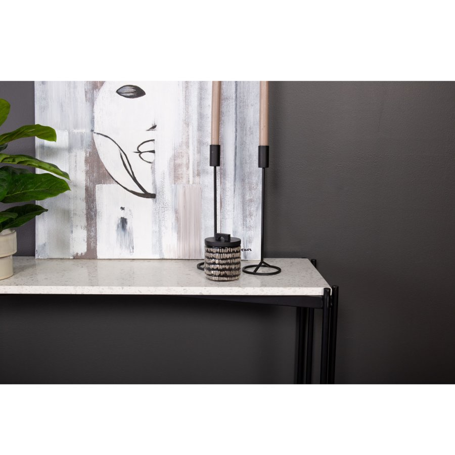 VENTURE DESIGN Razzia sidebord - hvid terrazzo og sort metal (110x30)