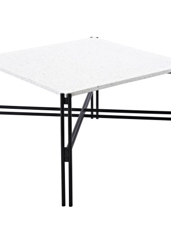 VENTURE DESIGN Razzia sofabord - hvid terrazzo og sort metal (75x75)
