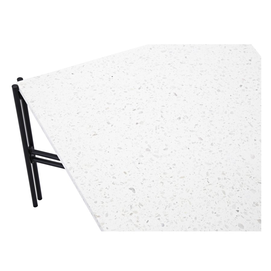 VENTURE DESIGN Razzia sofabord - hvid terrazzo og sort metal (75x75)