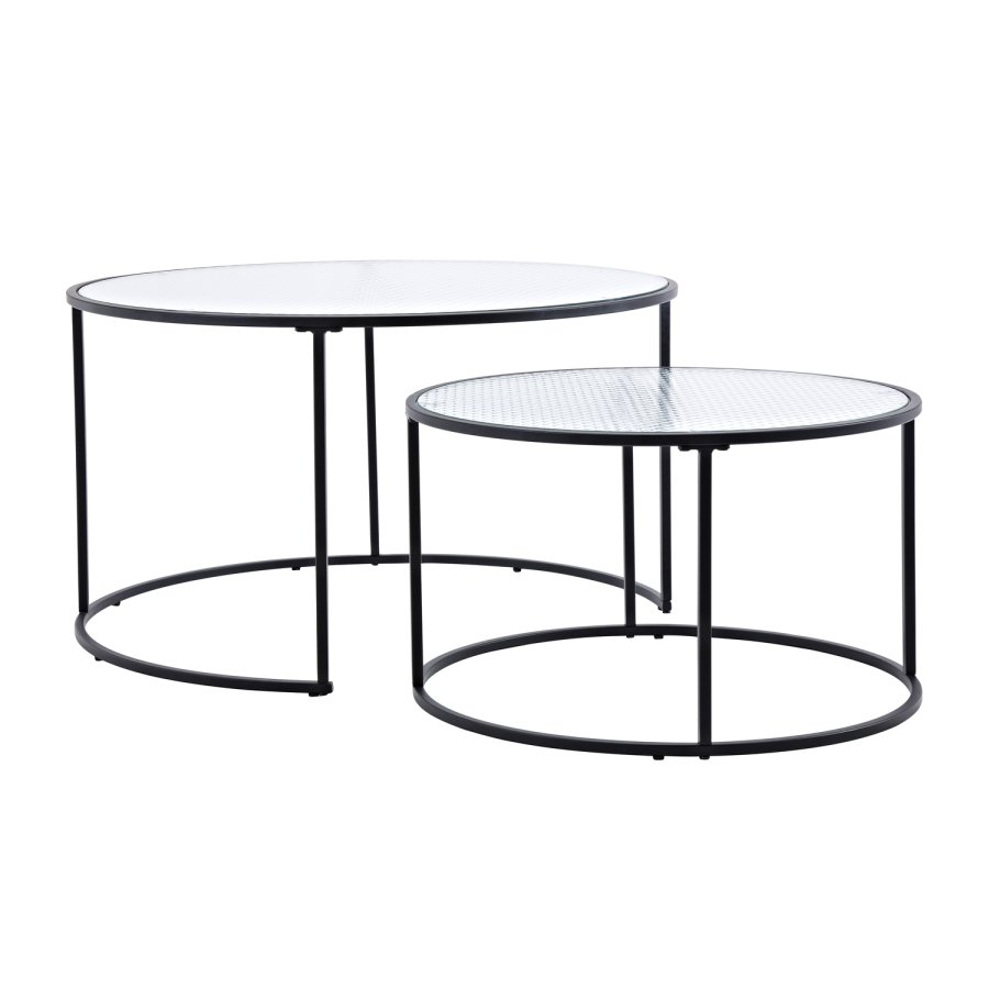 VENTURE DESIGN Twin indskudsborde - klar glas og sort metal (st á 2)