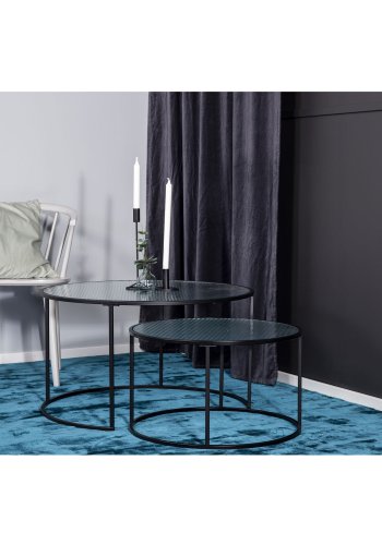 VENTURE DESIGN Twin indskudsborde - klar glas og sort metal (st á 2)