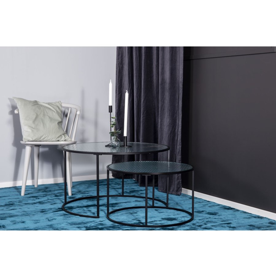 VENTURE DESIGN Twin indskudsborde - klar glas og sort metal (st á 2)