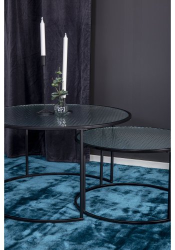 VENTURE DESIGN Twin indskudsborde - klar glas og sort metal (st á 2)