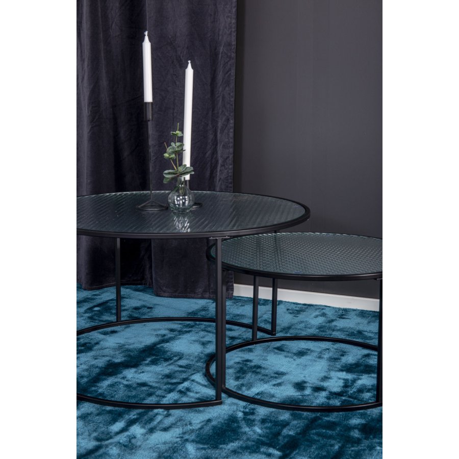 VENTURE DESIGN Twin indskudsborde - klar glas og sort metal (st á 2)