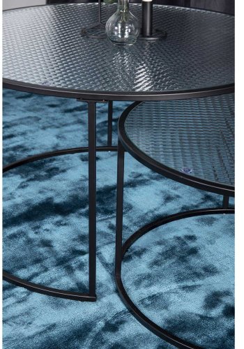 VENTURE DESIGN Twin indskudsborde - klar glas og sort metal (st á 2)