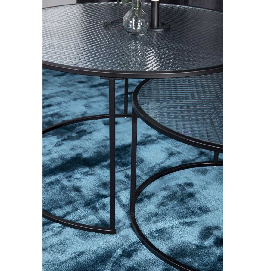 VENTURE DESIGN Twin indskudsborde - klar glas og sort metal (st á 2)