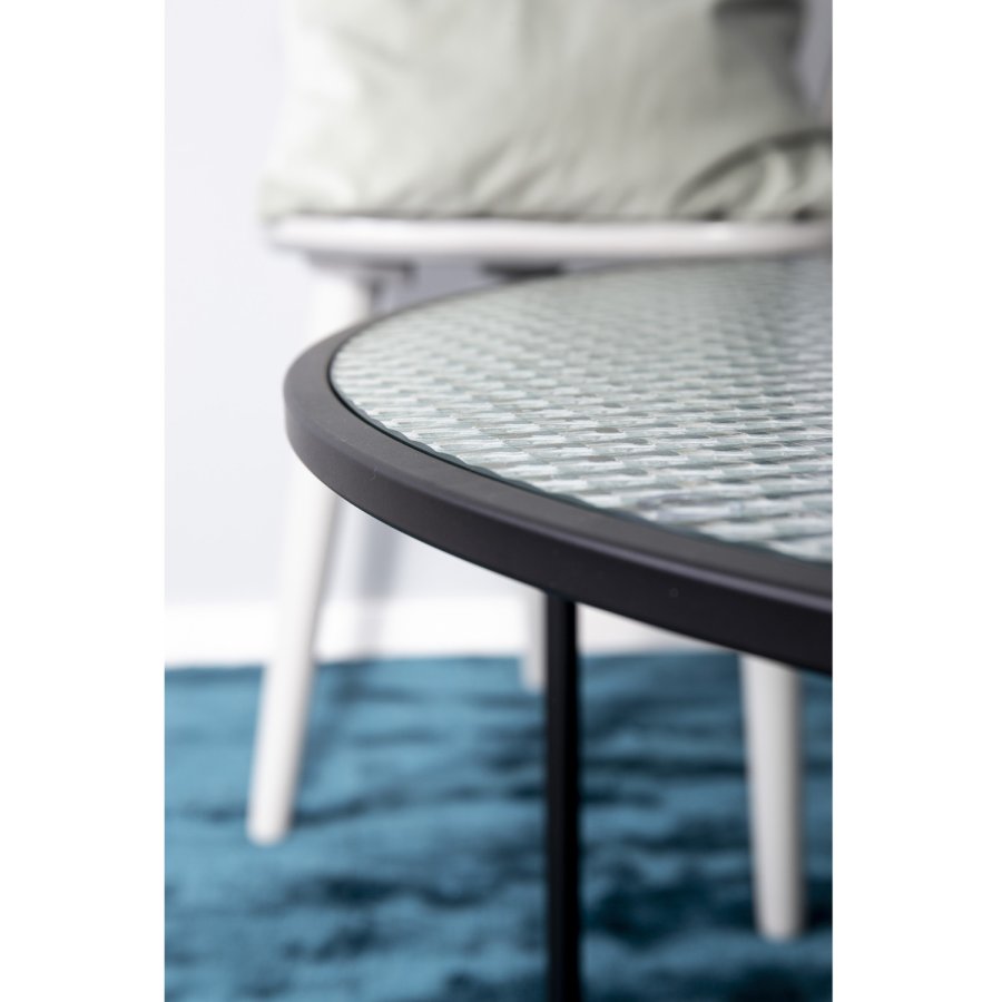 VENTURE DESIGN Twin indskudsborde - klar glas og sort metal (st á 2)