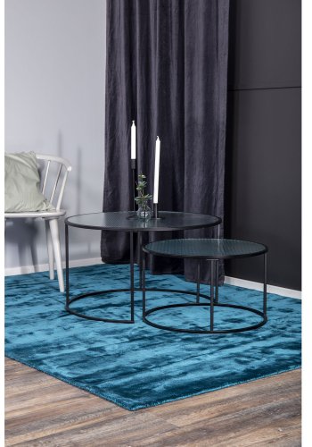 VENTURE DESIGN Twin indskudsborde - klar glas og sort metal (st á 2)