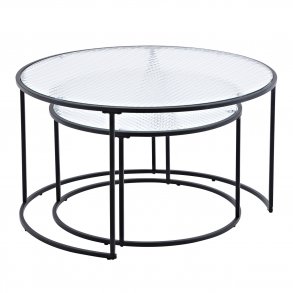 VENTURE DESIGN Twin indskudsborde - klar glas og sort metal (st á 2)