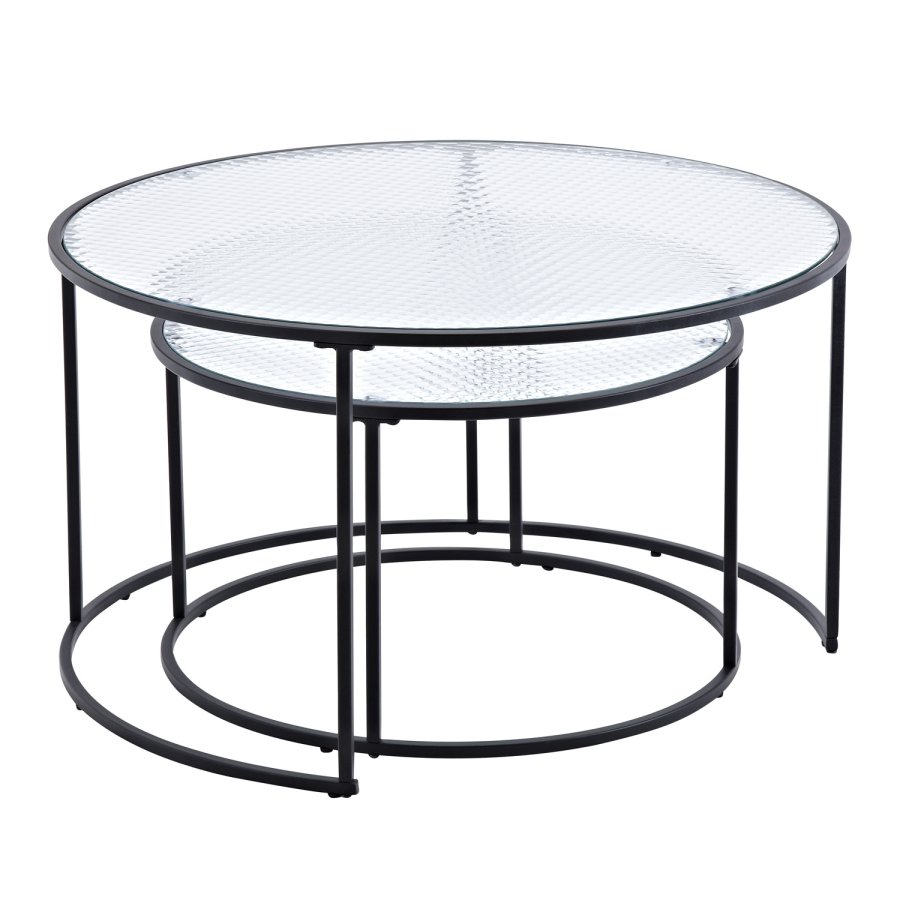 VENTURE DESIGN Twin indskudsborde - klar glas og sort metal (st á 2)