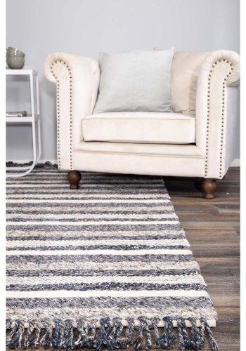 VENTURE DESIGN Agra gulvtppe - gr og bl uld (170x240) 