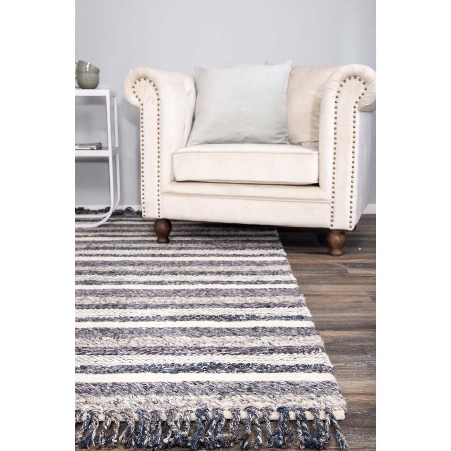 VENTURE DESIGN Agra gulvtppe - gr og bl uld (170x240) 