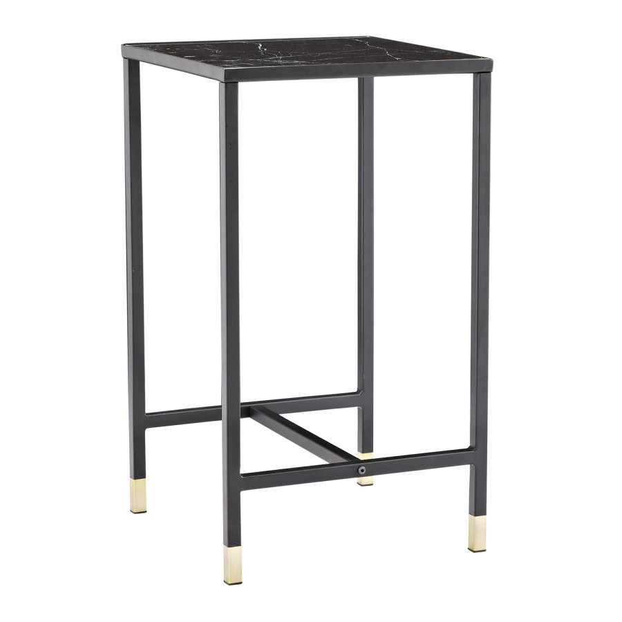 VENTURE DESIGN Dipp sidebord - sort glas og metal (40x40)