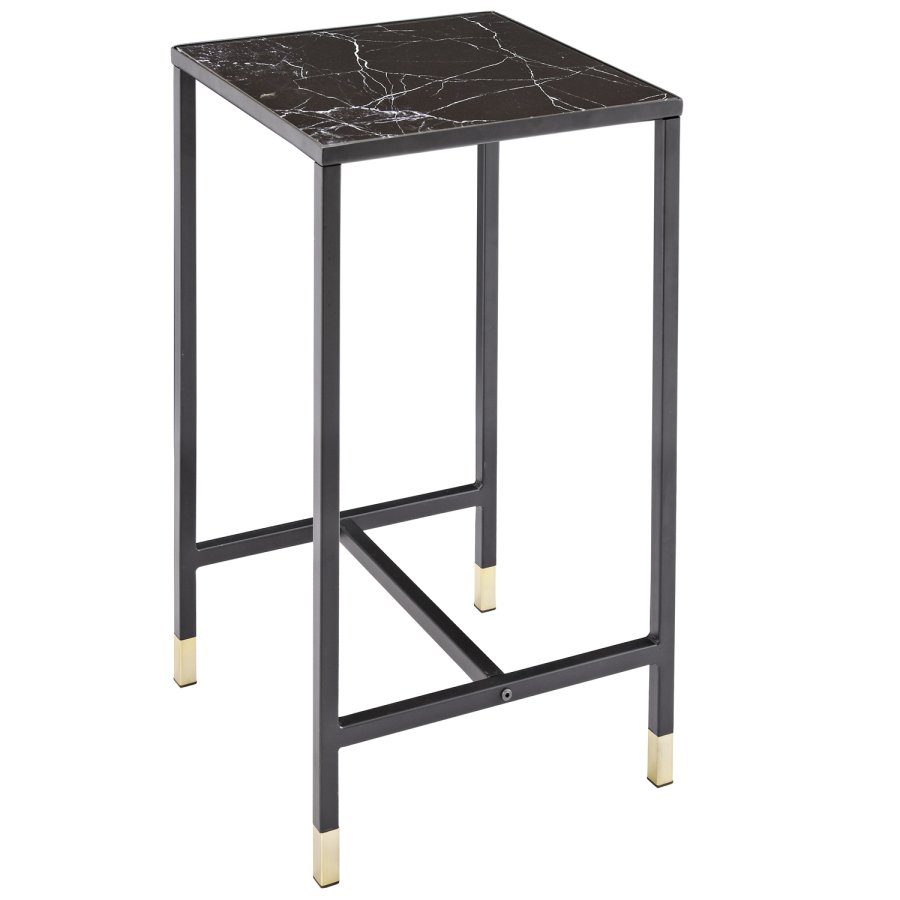 VENTURE DESIGN Dipp sidebord - sort glas og metal (40x40)