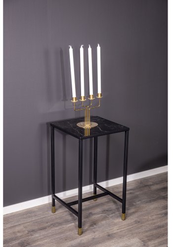 VENTURE DESIGN Dipp sidebord - sort glas og metal (40x40)