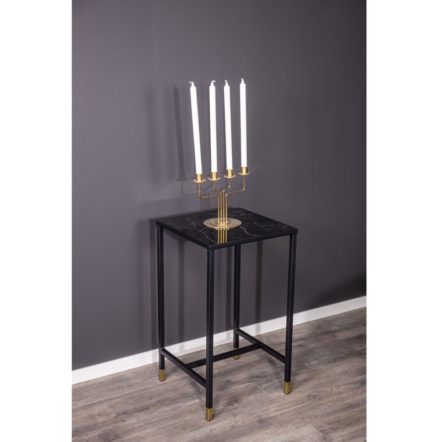 VENTURE DESIGN Dipp sidebord - sort glas og metal (40x40)