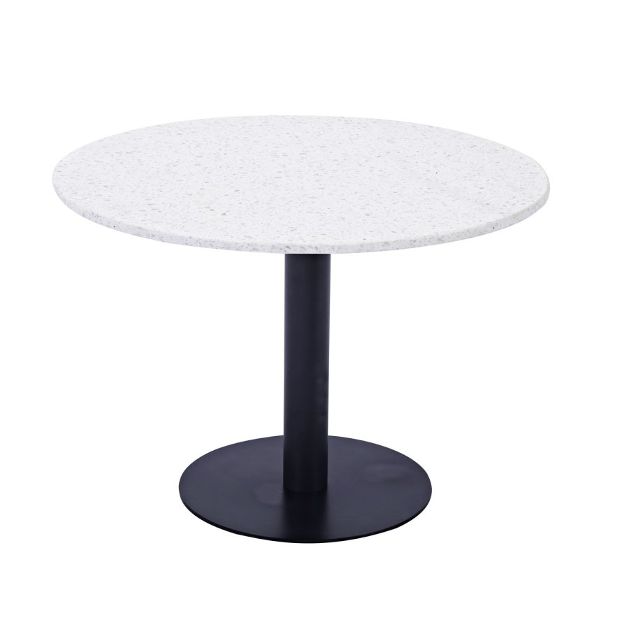 VENTURE DESIGN Razzia spisebord - hvid terrazzo og sort metal (106)