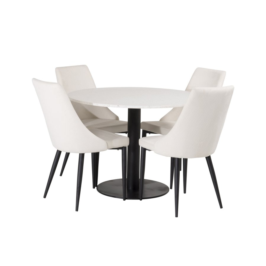 VENTURE DESIGN Razzia spisebord - hvid terrazzo og sort metal (106)