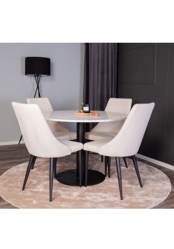 VENTURE DESIGN Razzia spisebord - hvid terrazzo og sort metal (106)