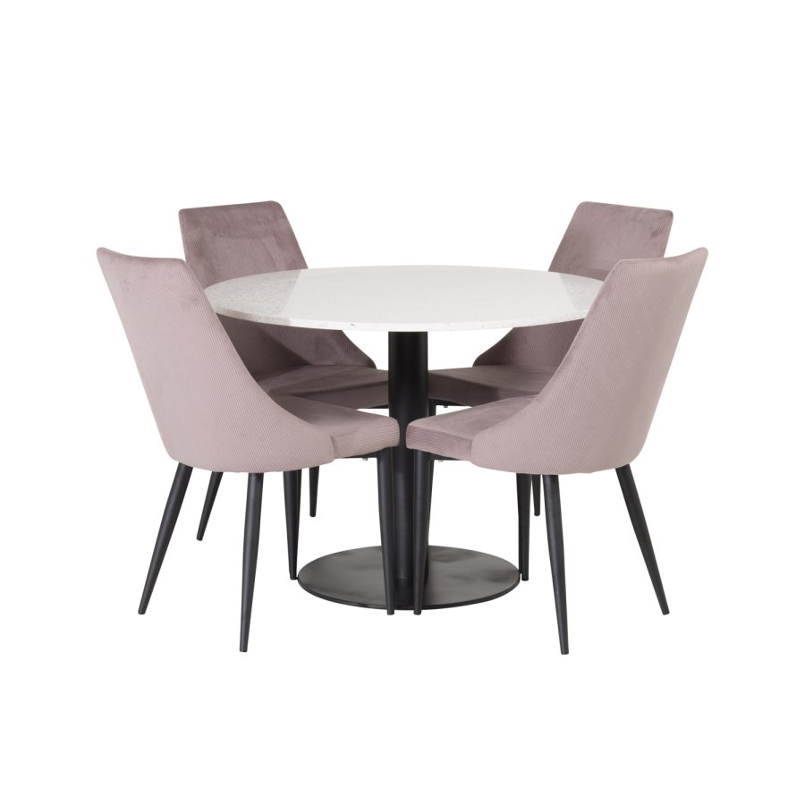 VENTURE DESIGN Razzia spisebord - hvid terrazzo og sort metal (106)