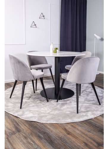 VENTURE DESIGN Razzia spisebord - hvid terrazzo og sort metal (106)