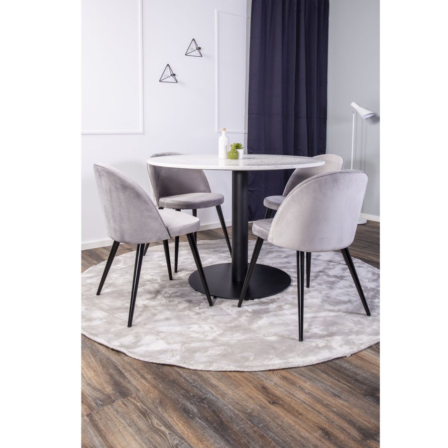 VENTURE DESIGN Razzia spisebord - hvid terrazzo og sort metal (106)