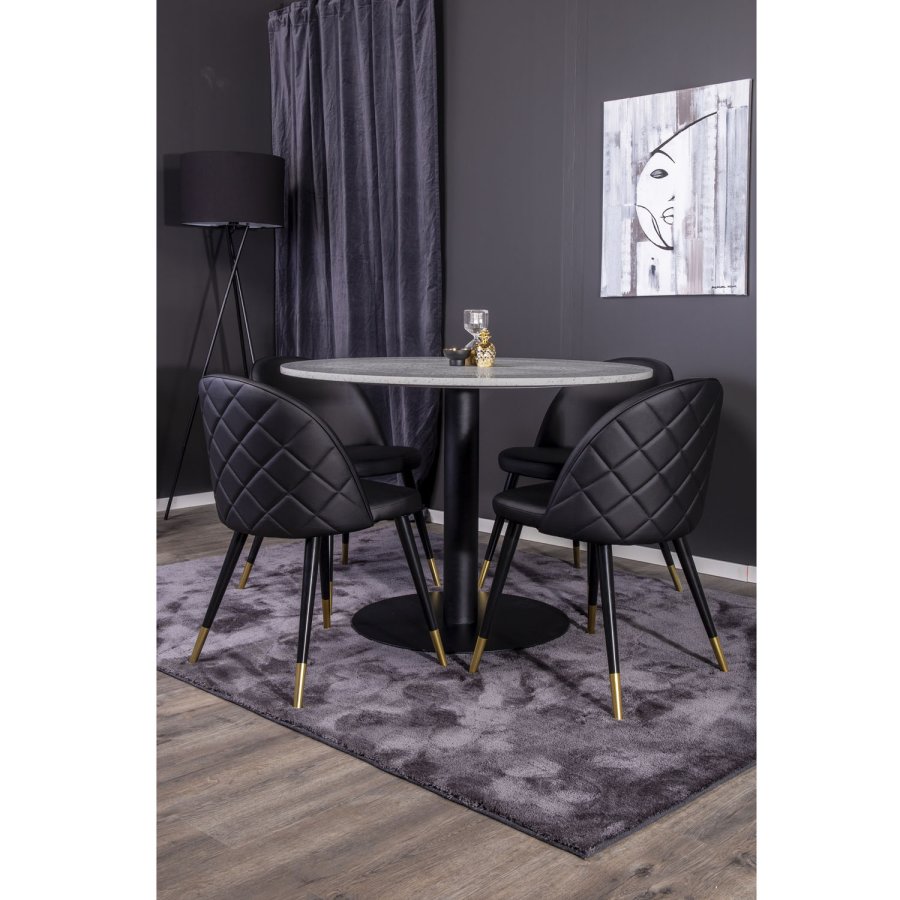 VENTURE DESIGN Razzia spisebord - hvid terrazzo og sort metal (106)