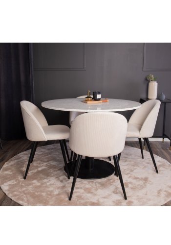 VENTURE DESIGN Razzia spisebord - hvid terrazzo og sort metal (106)