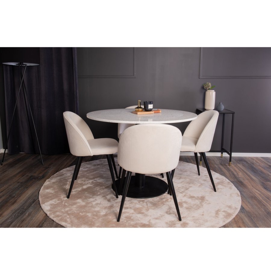 VENTURE DESIGN Razzia spisebord - hvid terrazzo og sort metal (106)