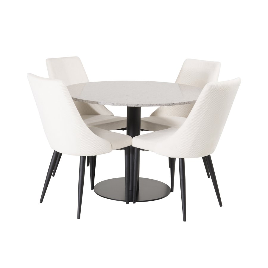 VENTURE DESIGN Razzia spisebord - gr terrazzo og sort metal (106)