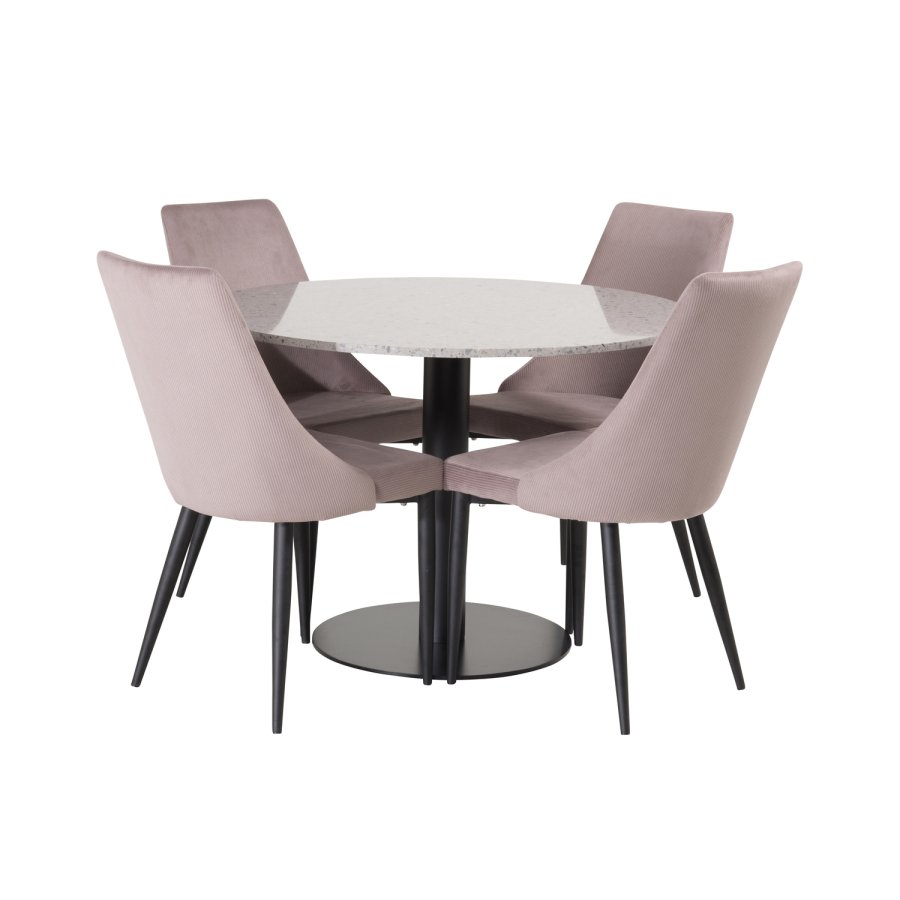 VENTURE DESIGN Razzia spisebord - gr terrazzo og sort metal (106)