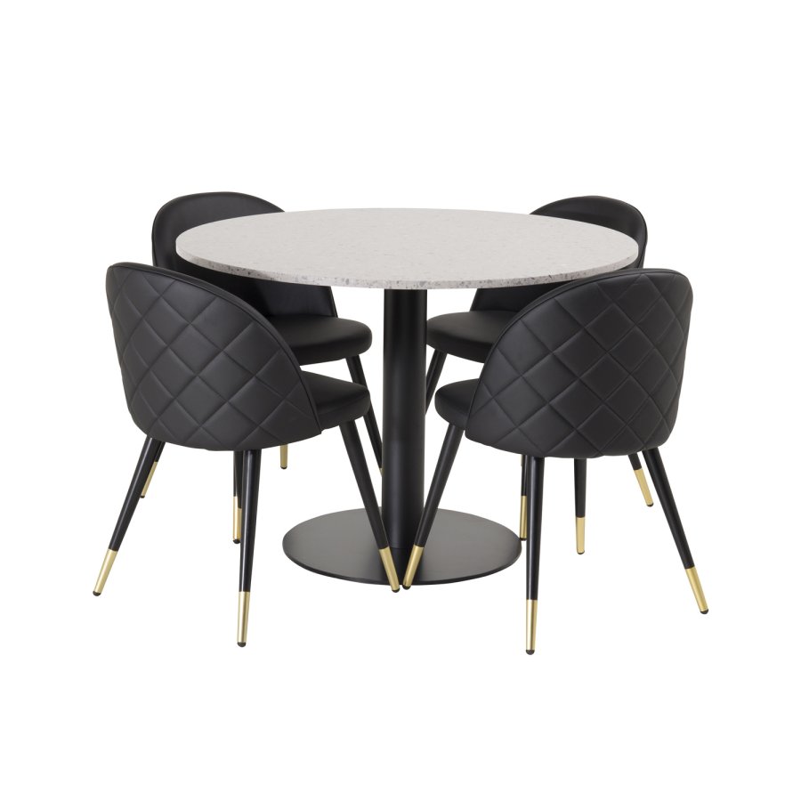 VENTURE DESIGN Razzia spisebord - gr terrazzo og sort metal (106)