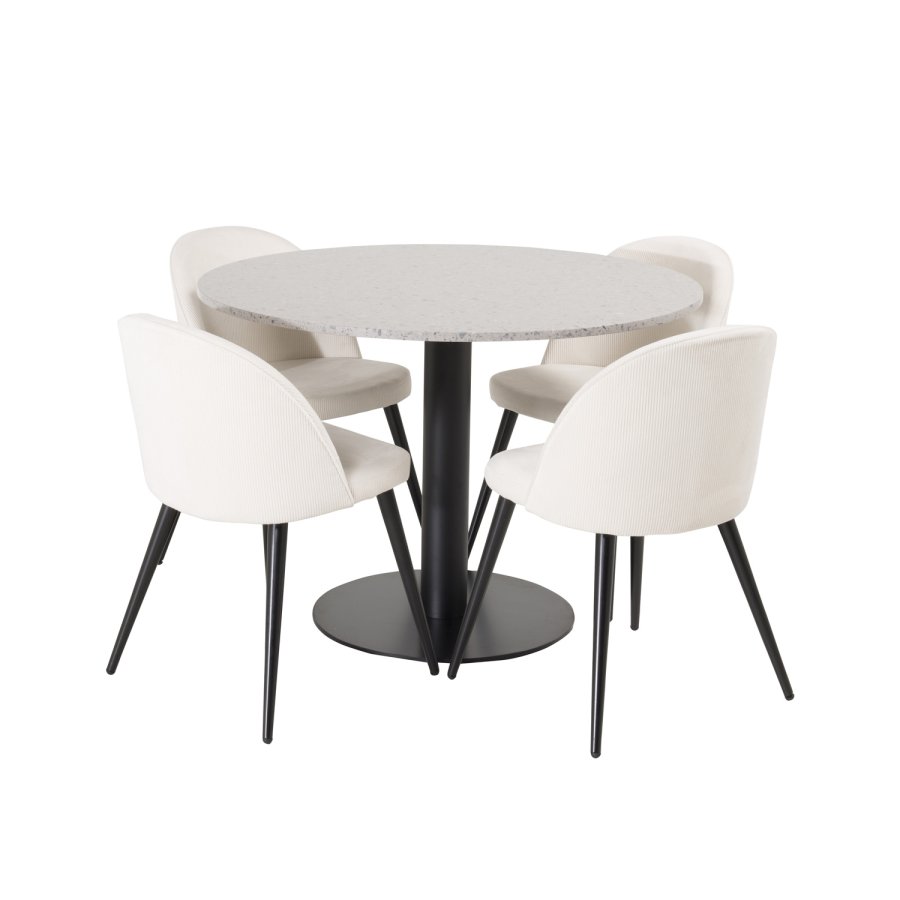 VENTURE DESIGN Razzia spisebord - gr terrazzo og sort metal (106)