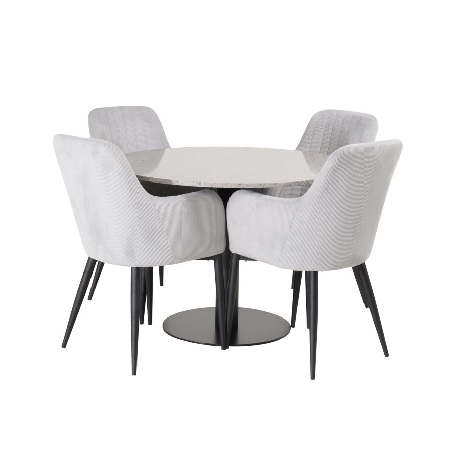 VENTURE DESIGN Razzia spisebord - gr terrazzo og sort metal (106)