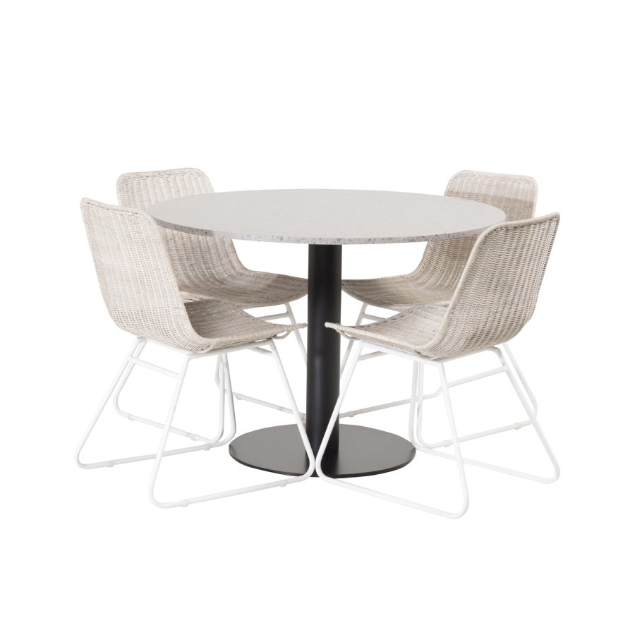 VENTURE DESIGN Razzia spisebord - gr terrazzo og sort metal (106)