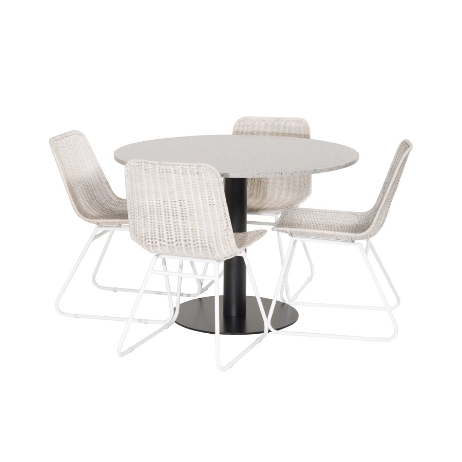 VENTURE DESIGN Razzia spisebord - gr terrazzo og sort metal (106)