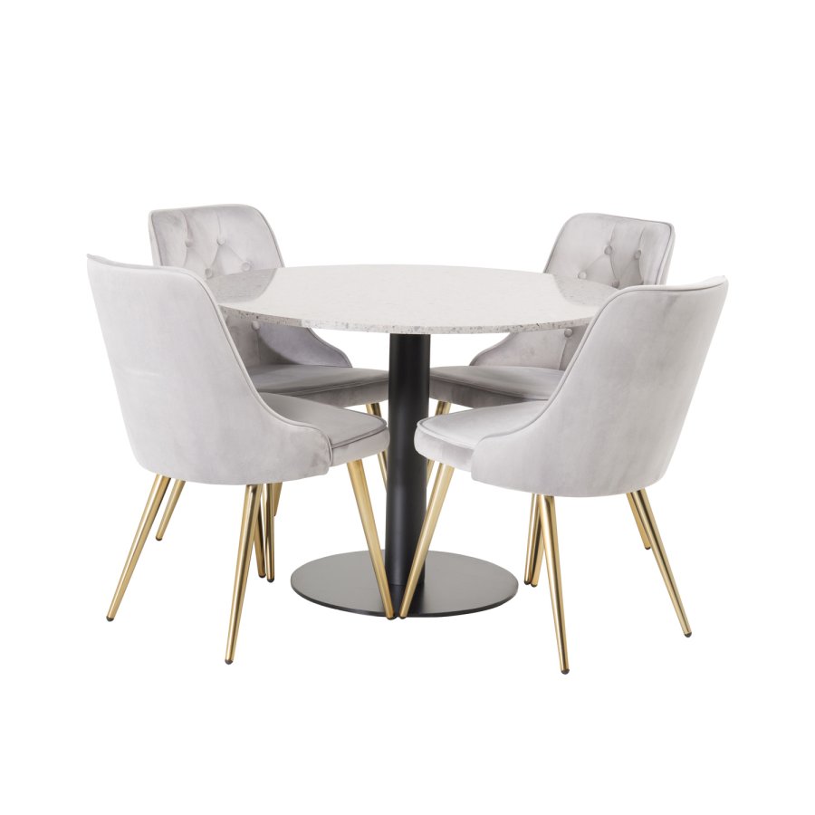 VENTURE DESIGN Razzia spisebord - gr terrazzo og sort metal (106)